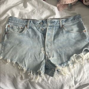 Levi's Light Blue Distressed Denim Cutoff Shorts